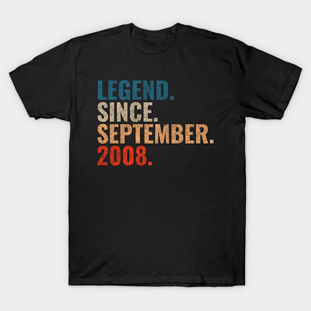 Legend since September 2008 Retro 2008 birthday shirt T-Shirt by TeeLogic